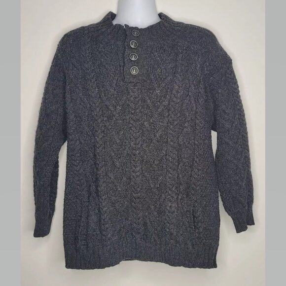Inis Craft Mens Sz XL Ireland Cable Knit Fisherman Merino Wool Pullover Sweater - Picture 8 of 8
